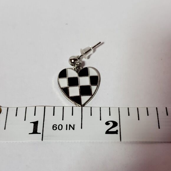 NEW 3 Checkerboard Heart Fashion Earrings - Picture 5 of 7